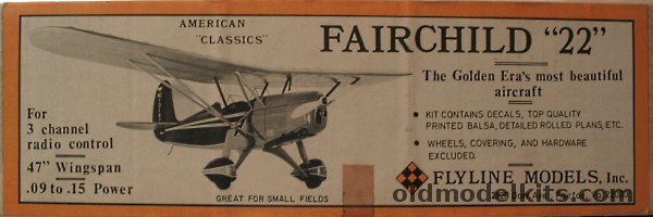 Flyline Models Fairchild 22 - 47 inch Wingspan for RC Free Flight or Display, 107 plastic model kit
